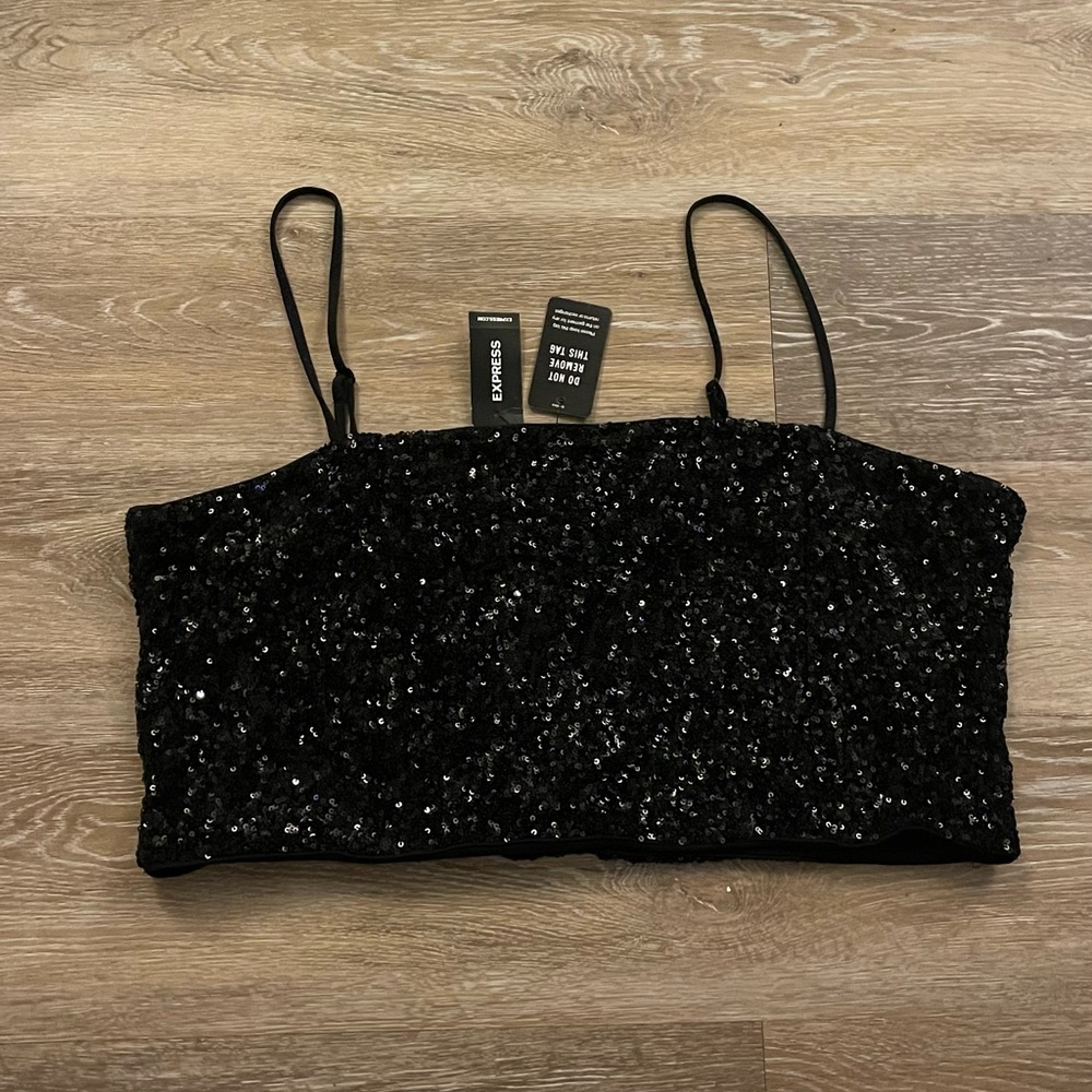 EXPRESS sequin square neck
cropped cami